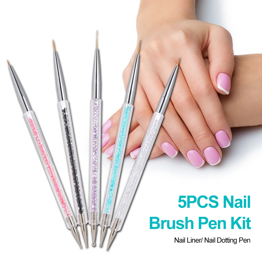 5 шт. подводка для дизайна ногтей УФ-гелевая ручка рисования кисть 5/7/9/11/13 мм
