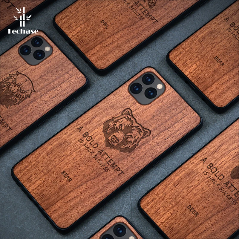 Techase для iPhone 11 Pro чехлы с медведем сова олень волк орел телефонов животными