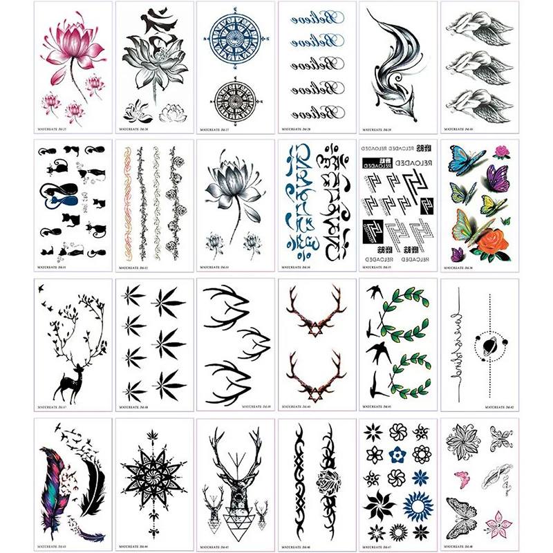 60 шт./компл. Сексуальная тату наклейка мультяшная временная татуировка Милая