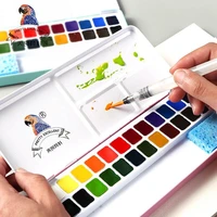 meiliang 2436 colors solid watercolor paint set not toxic paints portable metal case with palette and art paint brushes supplie