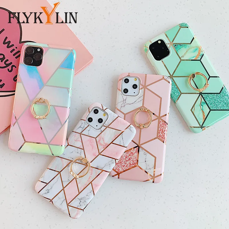 FLYKYLIN мраморный чехол с подставкой и кольцом для Samsung Galaxy A51 роскошный силиконовый