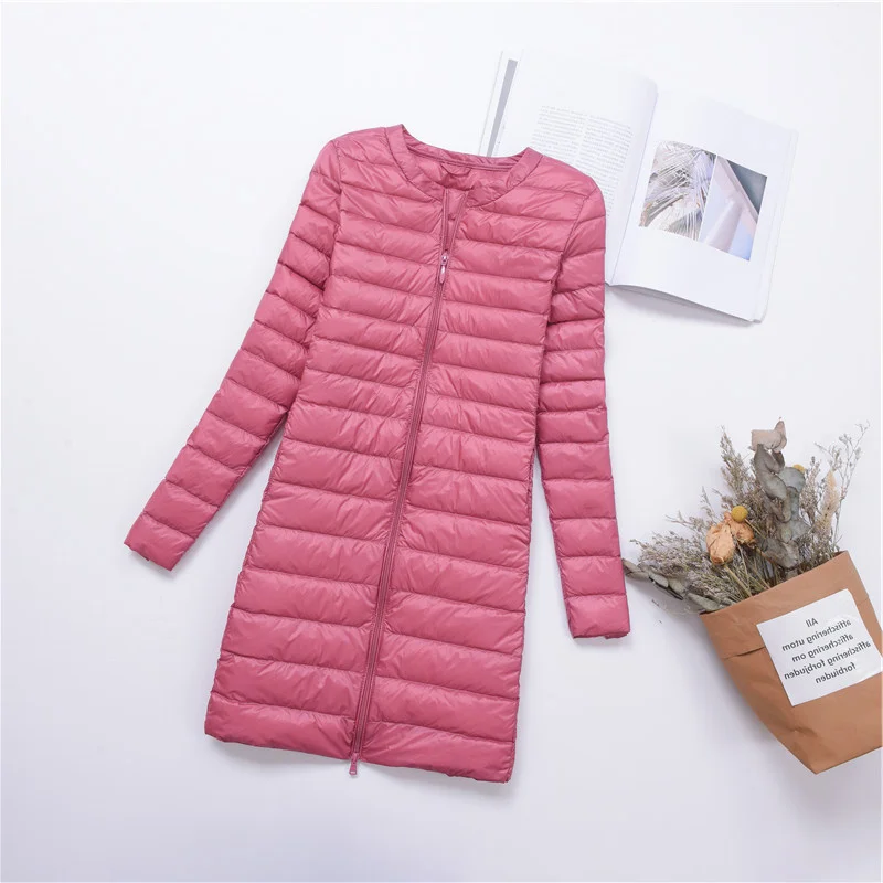 

new down jacket ultra light and thin long sleeve medium and long slim Korean jacket