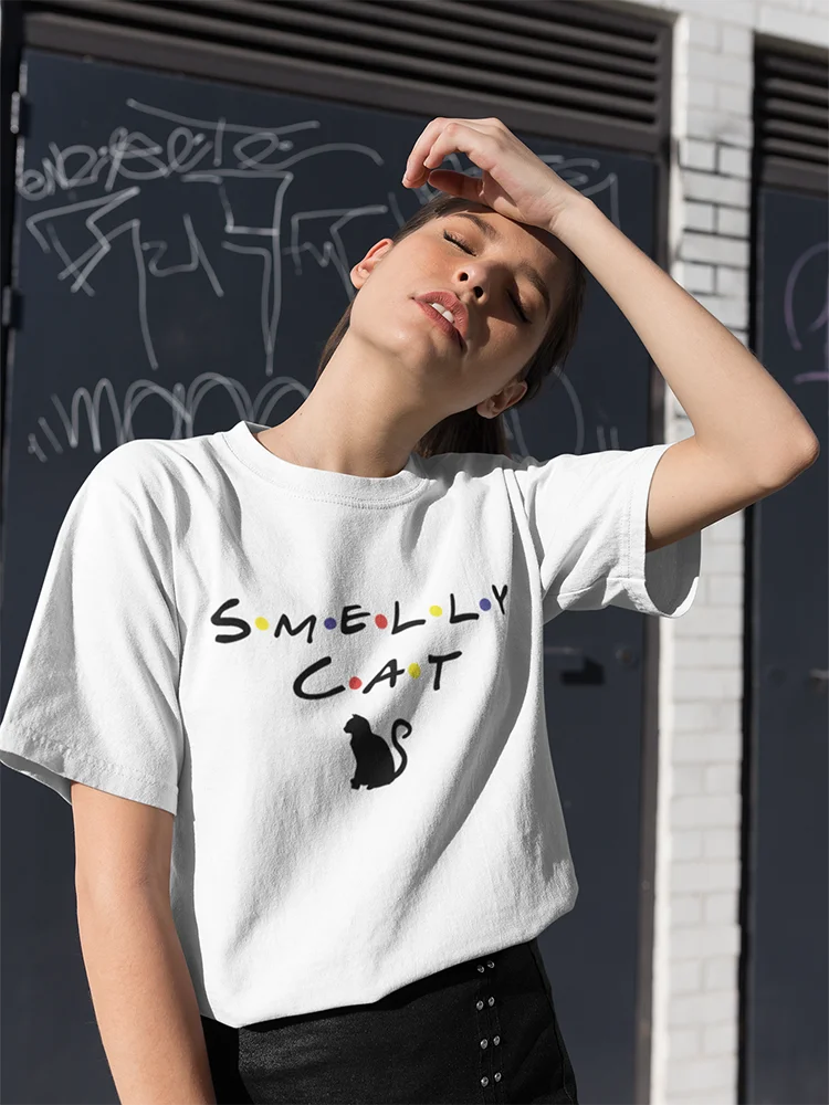 

Yeskuni Smelly Cat T-Shirts Women T Shirts Friends Tv Show Accessories 2022 French Fashion Funny Ropa Tumblr Mujer Free Shipping