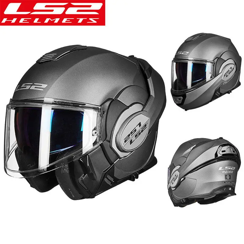 Аутентичный LS2 FF399 Полнолицевой мото rcycle шлем флип-ап двойной козырек носить очки дизайн ECE хромированный cascos de moto шлем