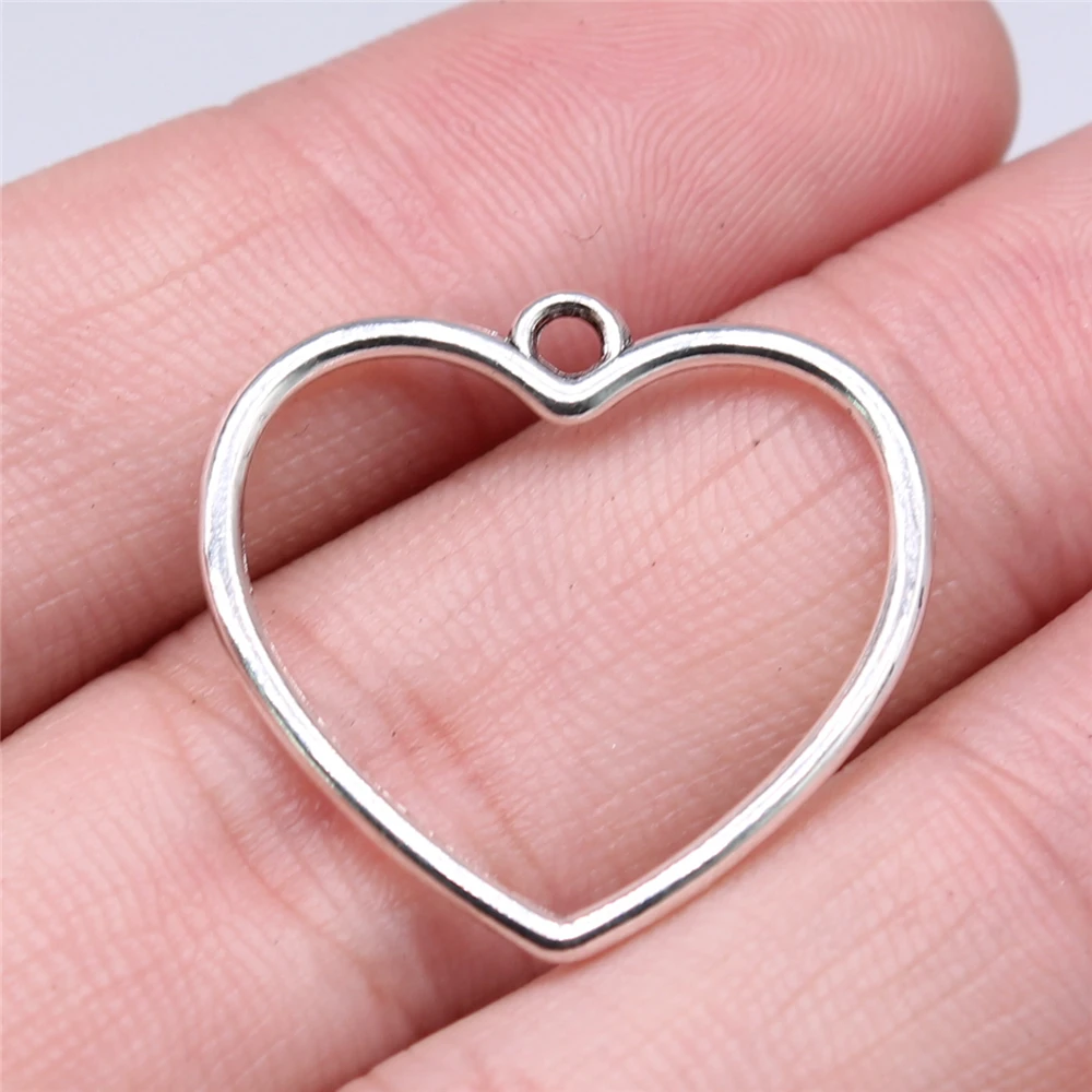 

WYSIWYG 20pcs 25x25mm Hollow Heart Charms For Jewelry Making DIY Jewelry Findings Antique Silver Color Zinc Alloy Charms
