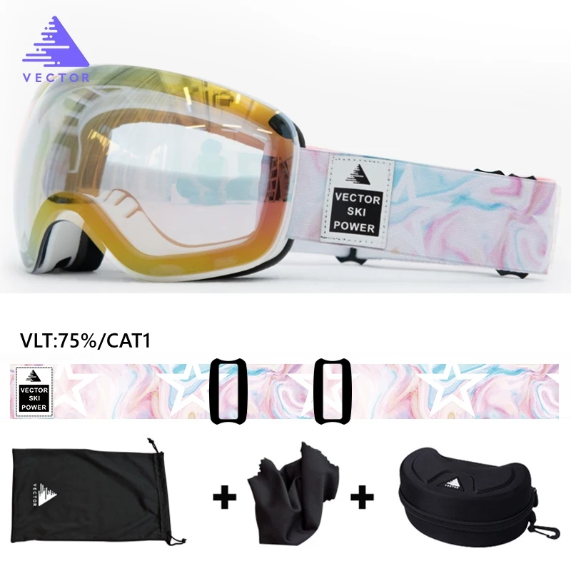 Магнитные лыжные очки двухслойная противотуманная большая Лыжная маска UV400 для