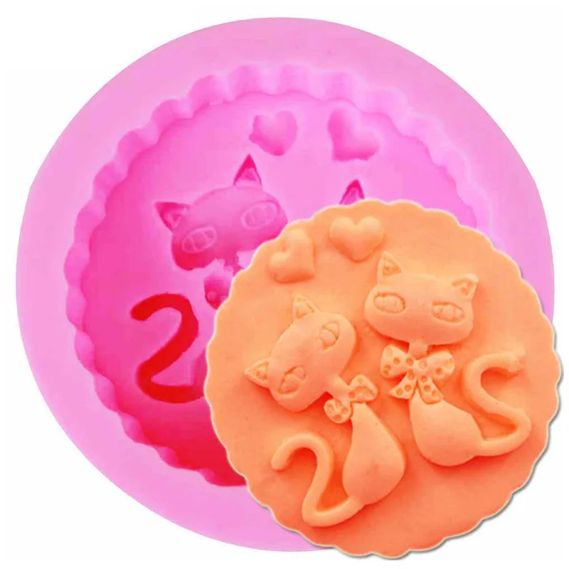 

17 Styles Cats Candle Moulds Soap Mold Kitchen-Baking Resin Silicone Form Home Decoration 3D DIY Clay Craft Wax-Making C363