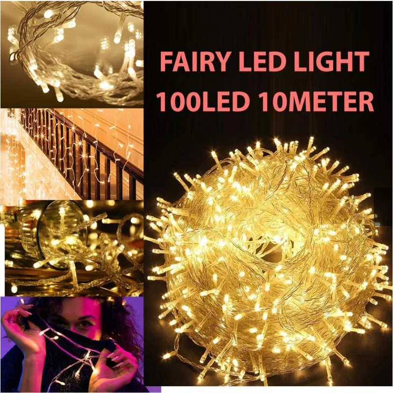 

СВЕТОДИОДНЫЕ гирлянды 10 м, 110 В, 220 В, 8 режимов, Водонепроницаемая IP65 RGB Рождественская гирлянда, сказочные огни, уличное и внутреннее праздни...