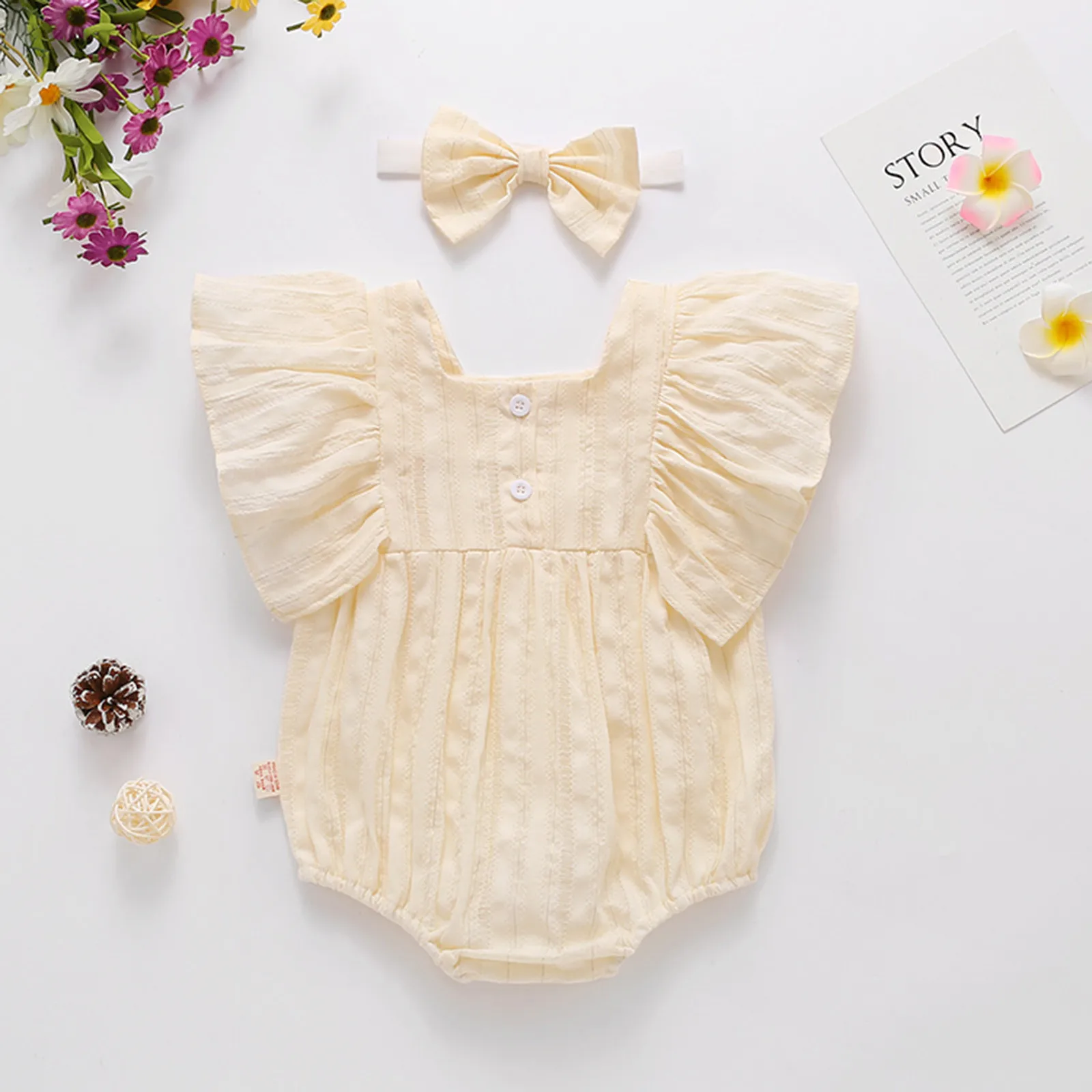

Newest Newborn Infant Baby Girls Casual Ruffles Ruched Solid Romper Bodysuit Casual Clothes Jumpsuit For Toddler2020