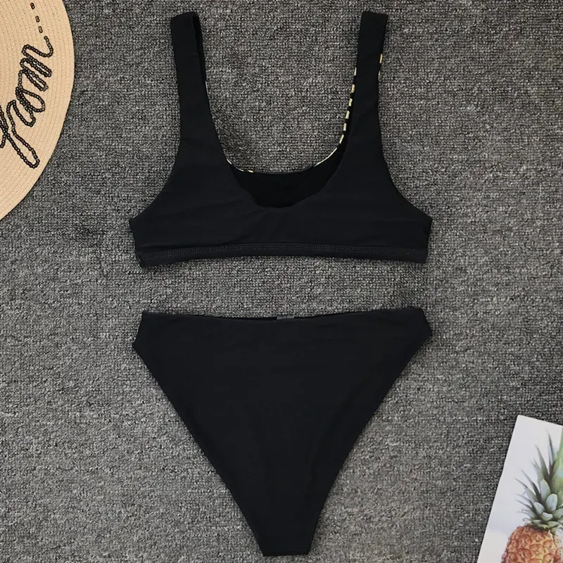 Женский купальник с принтом золотых листьев привлекательный комплект бикини