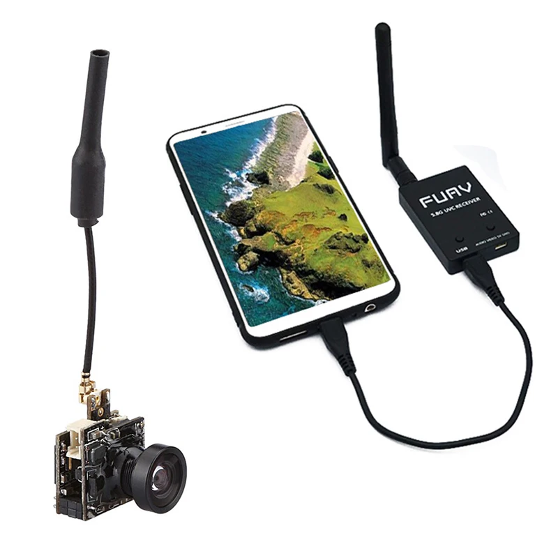 5 8G FPV приемник UVC видео Downlink OTG VR Android Phone и LST S2 + AIO 800TVL CMOS Mini 40CH 25mW передатчик
