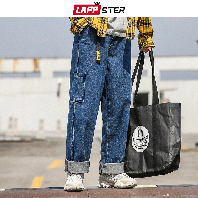 Брюки-султанки LAPPSTER мужские джинсовые прямые в стиле хип-хоп | Мужская одежда