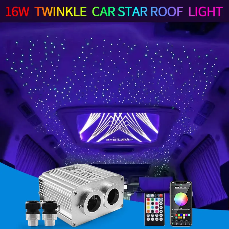 16W Twinkle LED Car Starry Sky Light Roof Star Light Fiber Light Auto Accessories Home Decor Colorful Star Ceiling Interior Lamp