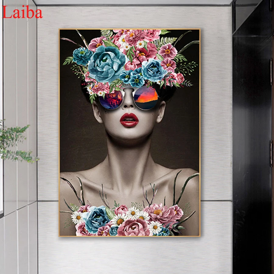 

artwork Diamond Painting Flower woman Rhinestone 5D DIY Diamond Embroidery,Cross Stitch,diamond Mosaic Sale