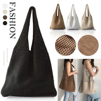 2021 vintage summer hollow woven womens braid handbags shoulder bags beach bag large capacity tote handbag shopper sac