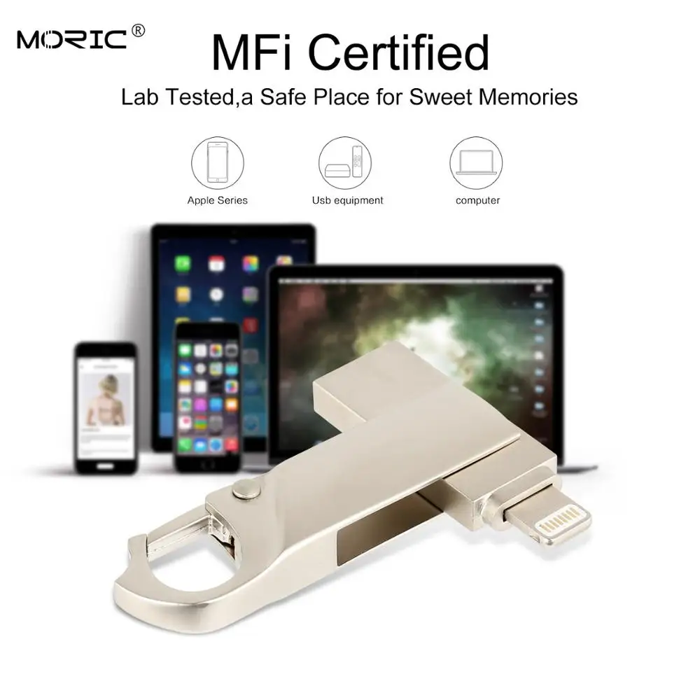 USB флеш накопитель Crazy hot 2 в 1 OTG для iphone 32 ГБ 8 16 металлический pedrive 64 128