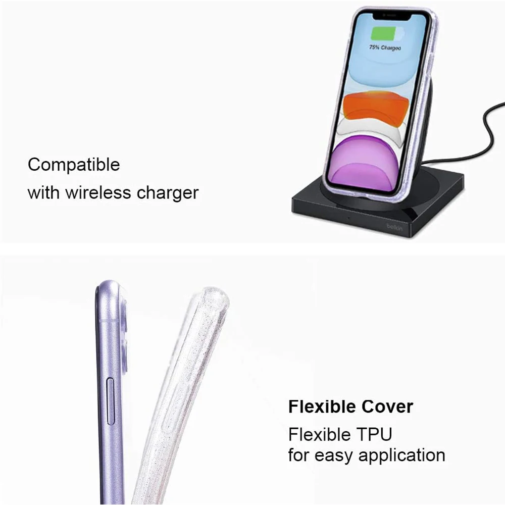 Блестящий Прозрачный чехол для iPhone 13 11 Pro Max 12 Mini 11Pro 13Pro XS X XR 7 8 Plus SE 2020 | Мобильные