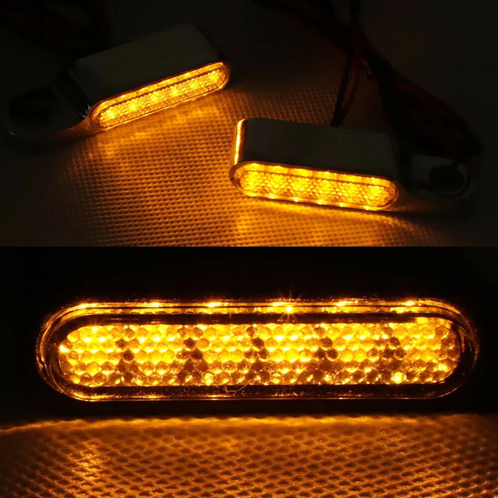 

2pcs LED Turn Signal Lights 6 LED Aluminum Alloy Amber Blinker DC 12V Flash
