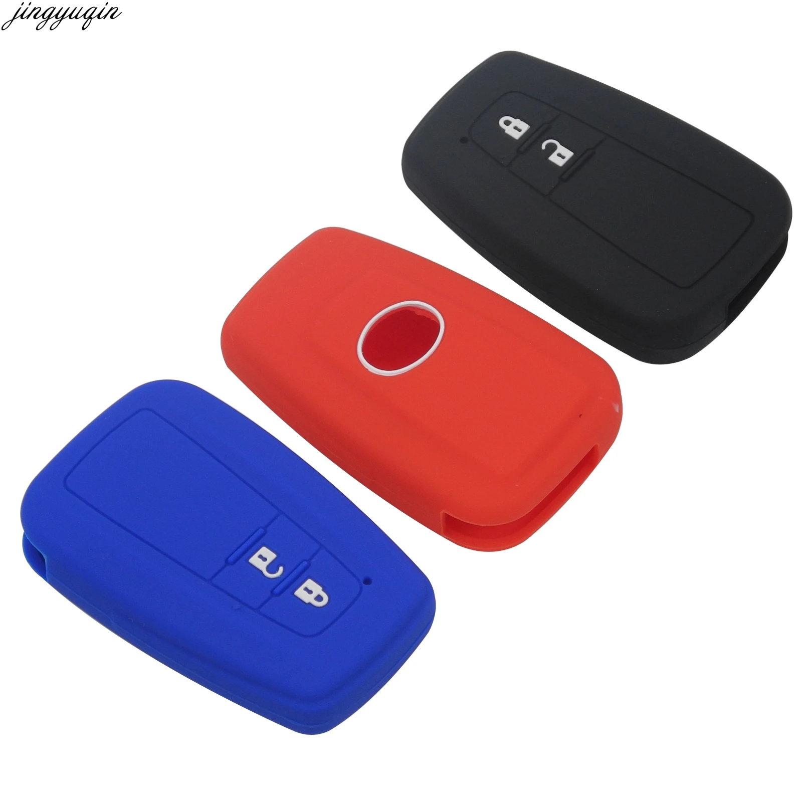 

jingyuqin Silicone Key Case For Toyota Camry CHR Corolla RAV4 Avalon Land Cruiser Prado Prius Remote Fob Cover 2 Buttons 2017