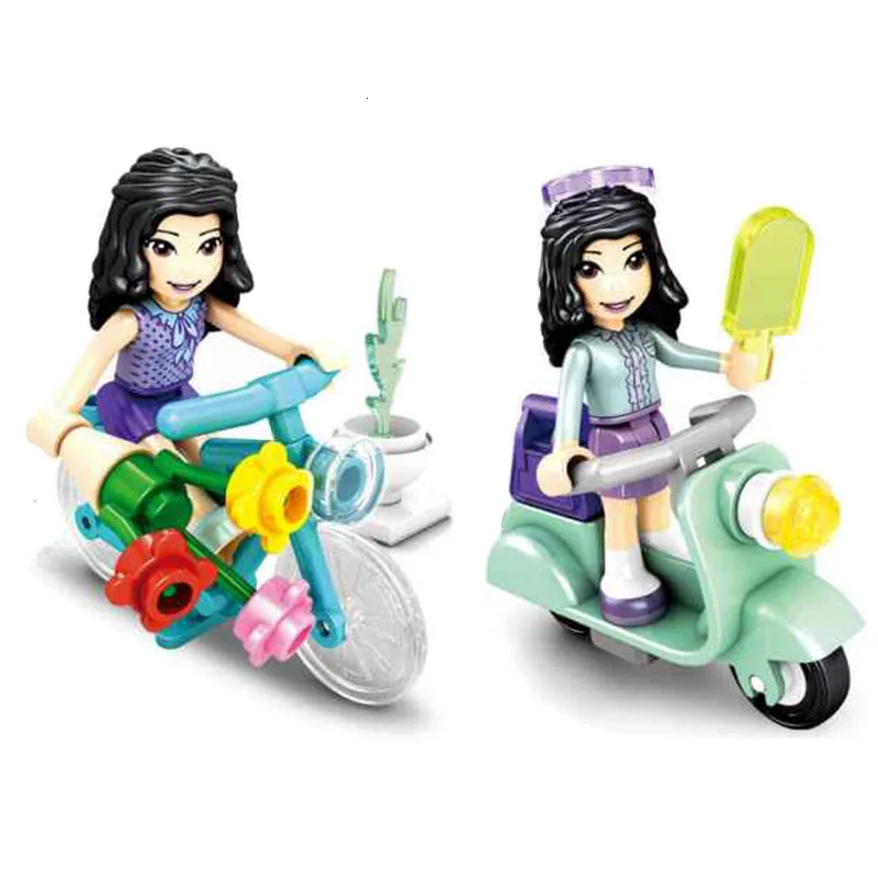SY1186 8 шт./компл. Heartlake Mia Andrea Olivia Horse Vespa Boat Bike Building Block фигурки из блоков игрушки для