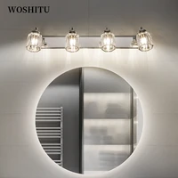 makeup mirror light bathroom wall lamp wash basin lighting fixture silver stainless steel glass wall sconce for bedroom g9