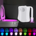 Светодиодное сиденье для унитаза, ночсветильник, Индукционная лампа, лампа с датчиком движения, 8 цветов, регулируемая подсветка, для использования в туалетах
