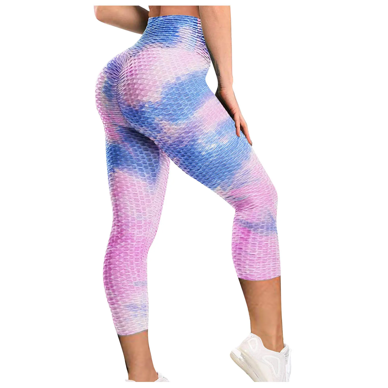 

Tie-dye High Waist Leggings Women Workout Push Up Leggings Breathable Hip Lifting Exercise Bubble Ninth Pants Gym Sport Fitness