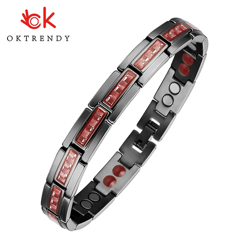 Магнитный браслет Oktrendy из германия мужской черный углеродного волокна 4 в 1