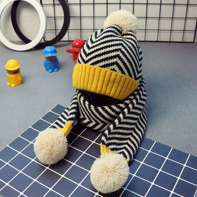 2 шт. Детская шерстяная шапка и шарф для защиты ушей на осень зиму|Шарфы девочек| |