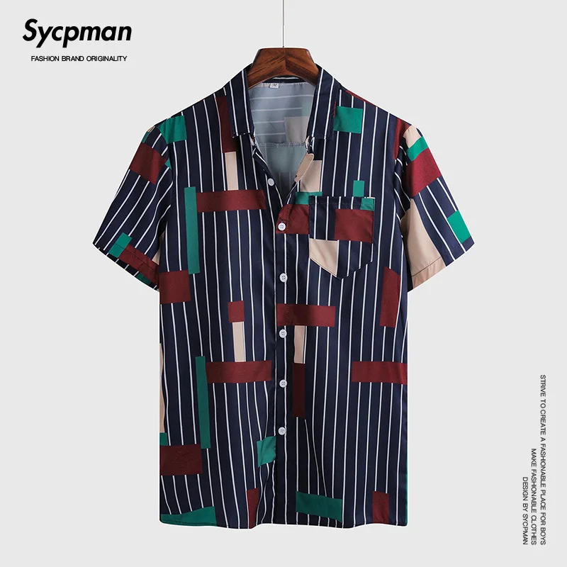 Мужская шелковая рубашка в клетку с коротким рукавом | одежда