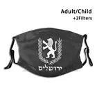 Многоразовая маска для лица с фильтрами, с изображением Льва Иуды, еврейского флага, флага Израиля, испарителя, для детей