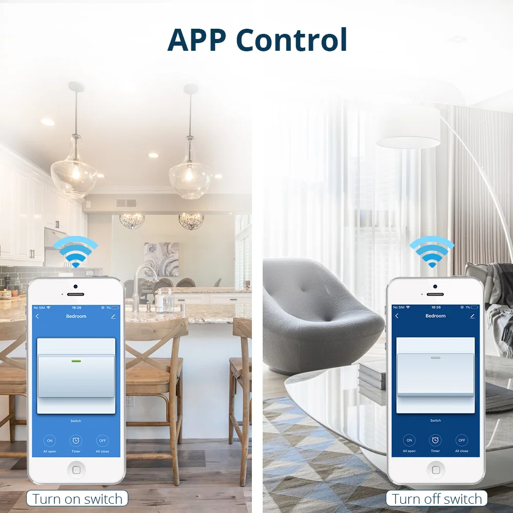 Zemismart WiFi светильник с переключателем ЕС 1 2 3 банды настенный сенсорный