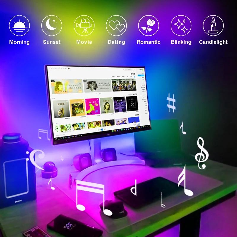 Smart LED Strip Lights 50Ft 5050 RGB Rope Music Sync Bluetooth App Controlled Remote Color Changing TV Back | Лампы и освещение