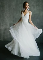 v neck sleeveless white tulle zipper wedding dresses for women 2022 backless qualities vestidos de fiesta