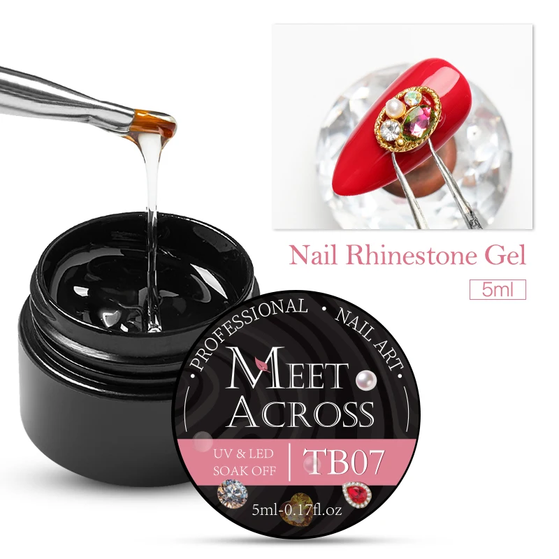 

MEET ACROSS 5ml Nail Glue Rhinestone Sticky Gel Tranparent Clear Nail Gel Decoration Glue Stick Gel