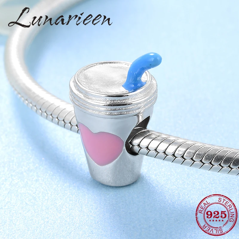 925 пробы серебряные подвески в виде чашки кофе или сока подходят для оригинальных