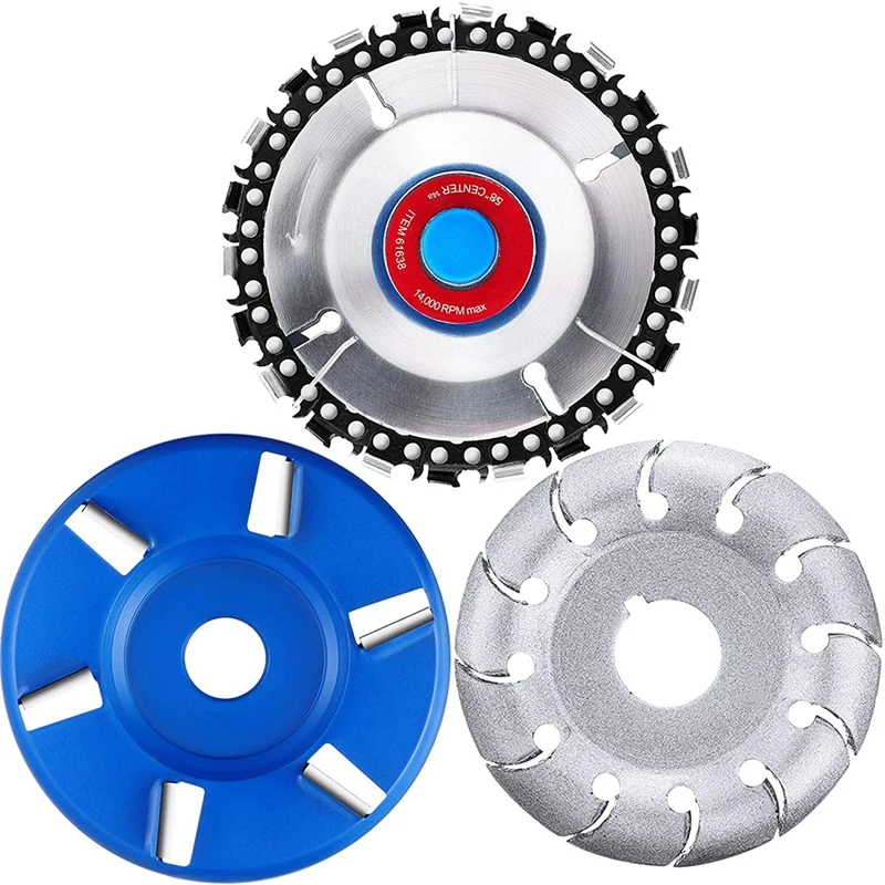 

New 3 Pieces Wood Carving Disc, 5/8 Inch Inner Diameter Angle Grinder Attachment for Wood Cutting Shaping Polishing