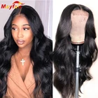 28 30 дюймов Синтетические волосы на кружеве парик человеческих волос объемная волна для парика фронтальной 13x4 предварительно вырезанные 4x4 Bodywave застежка парики для чернокожих Для женщин