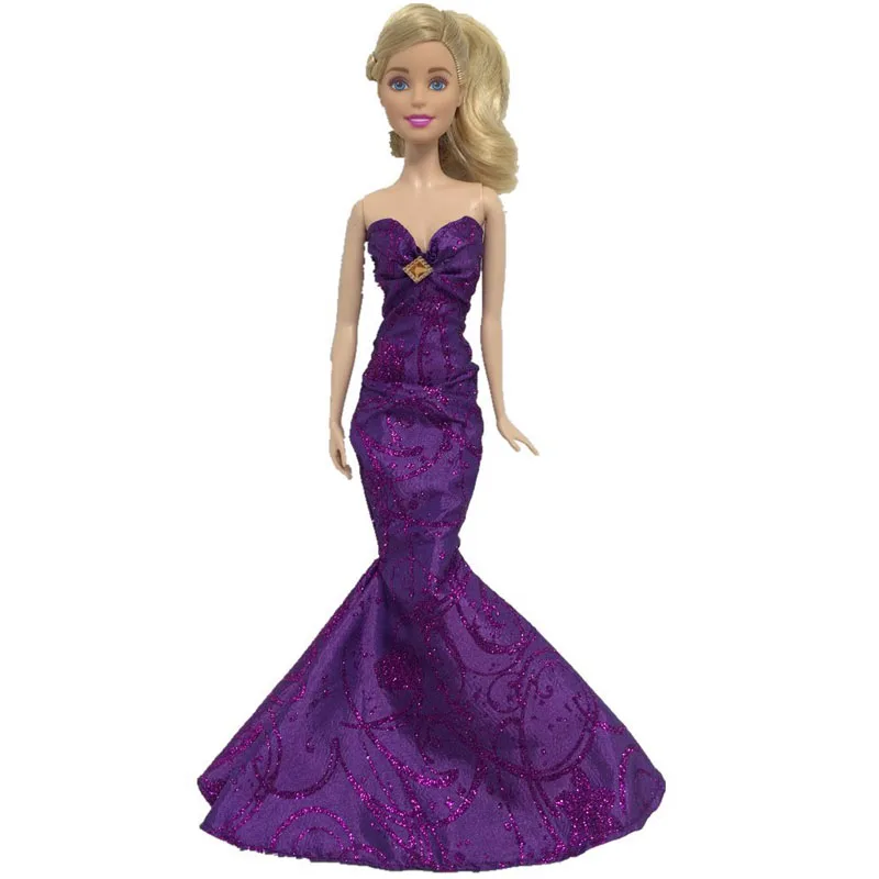 

11.5" Doll Clothes Charming Purple Fishtail Wedding Dress Clothing for Barbie Clothes Kurhn Party Gown 1/6 BJD Dolls Accessories