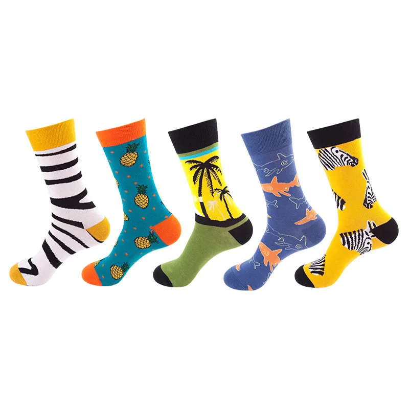 

5 Pairs Socks Men's Women's Man for Men Set with Print Woman Male Original Gifts Long Happy Fashion Anime Designer Basketball