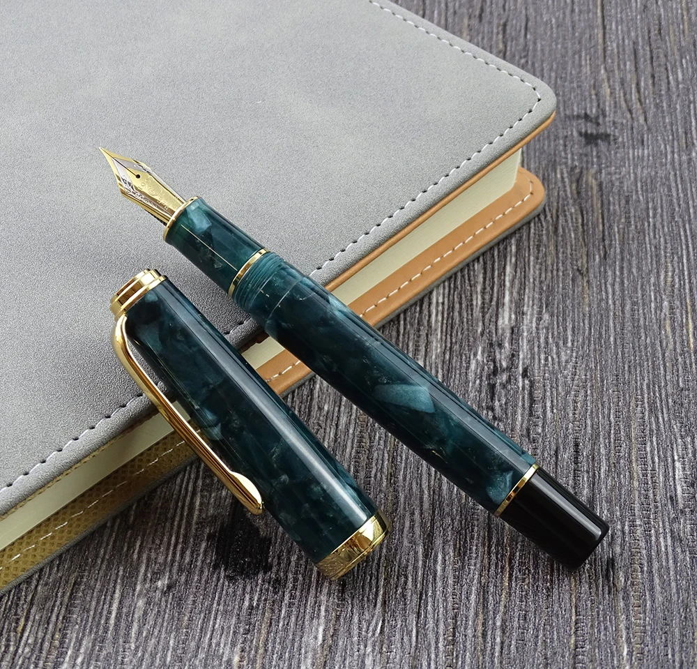 Перьевая ручка Hongdian 960 Акриловая смола чернильная темно-зеленая Nib для бизнеса