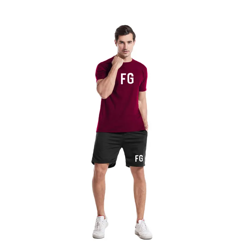 

Summer 2021 New Men Fashion Jogging Short Sleeved Round Collar T Shirt two-piece Letter Print Sweatshirt+Sweatshorts Suit
