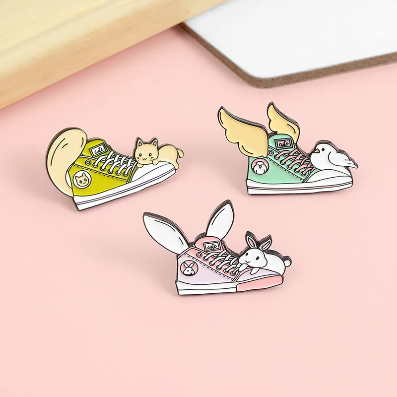 Новая обувь эмали штырь пользовательские принтом кошачьего хвоста и заячьими