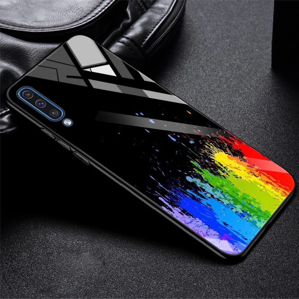 Прозрачный стеклянный чехол для телефона Samsung Galaxy A21s A11 A51 A71 A72 A91 A81 A01 A52 с черной