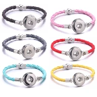 new 18mm snap button bracelet leather snap button jewelry fashion women braided rope bracelet high quality snaps jewelry for men