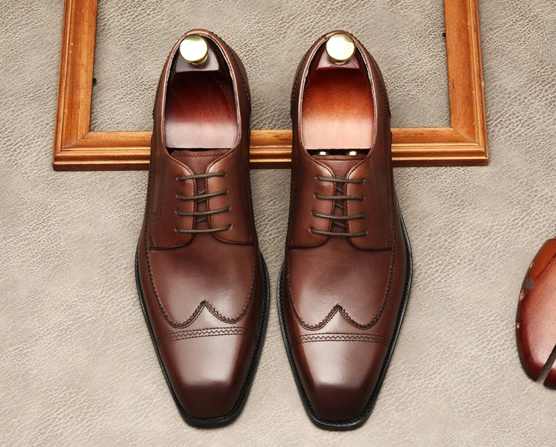 

New Arrival Coffee Color Black Oxford Men's Business Suits Genuine Leather British Style Shoes Men Dress Wedding Shoe Breathable