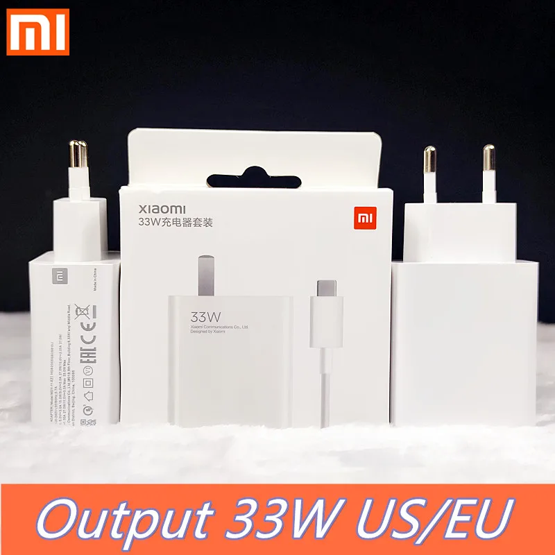Оригинальное зарядное устройство Xiaomi 33 Вт с европейской вилкой быстрая зарядка