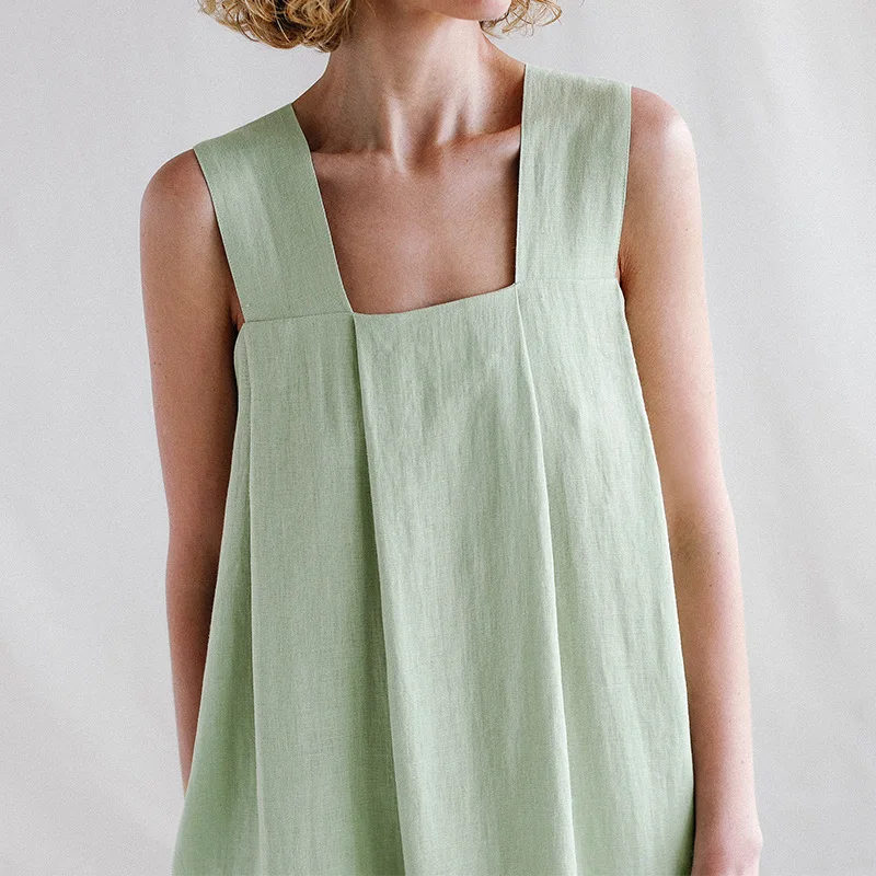 

Summer Dress Solid Color Sleeveless Dress Vestidos