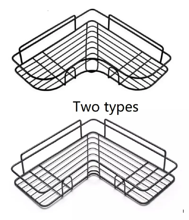 

Bathroom Wall-mounted Corner Frame Shower Shelf Wrought Iron Shampoo Storage Holder Punch-free Kitchen Storage Organizer Rack