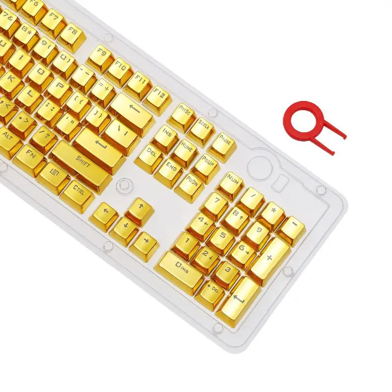

104 Keys PBT Metal Coating Painted Backlit Shot Keycaps for Mechanical Keyboard